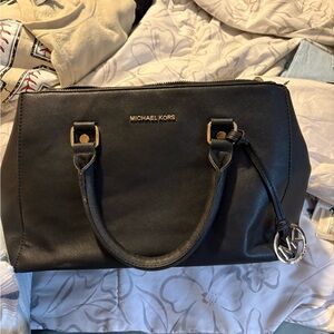 Michael Kors Black Satchel with Gold Accents